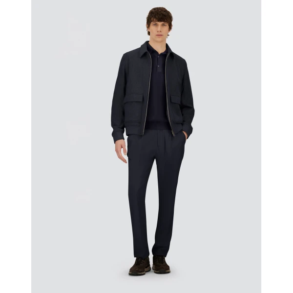 Herno Navy Blue Resort Trousers in Cashmere and Silk | Men's Trousers | Coveti