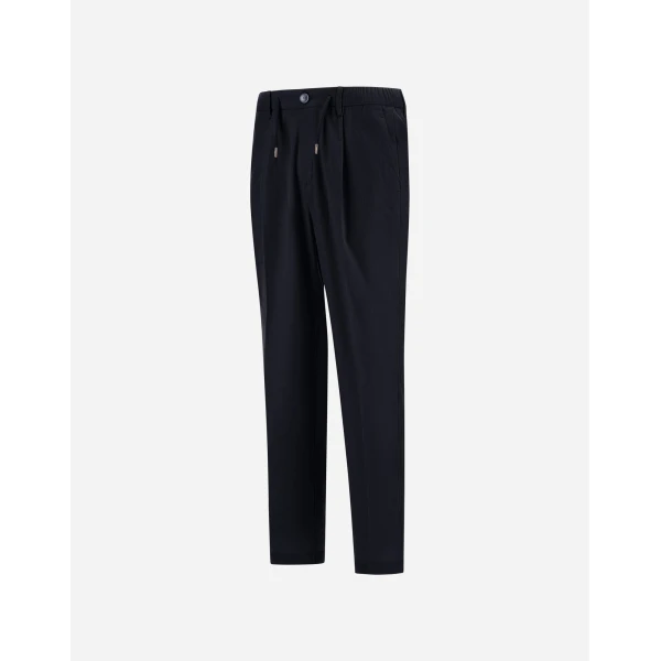 Herno Navy Blue Resort Trousers in Cashmere and Silk | Men's Trousers | Coveti