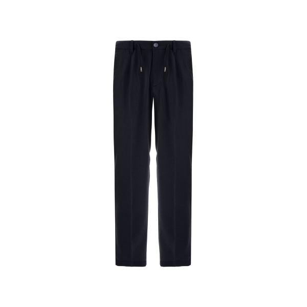 Herno Navy Blue Resort Trousers in Cashmere and Silk | Men's Trousers | Coveti