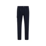 Herno Navy Blue Resort Trousers in Stretch Cotton | Men's Trousers | Coveti
