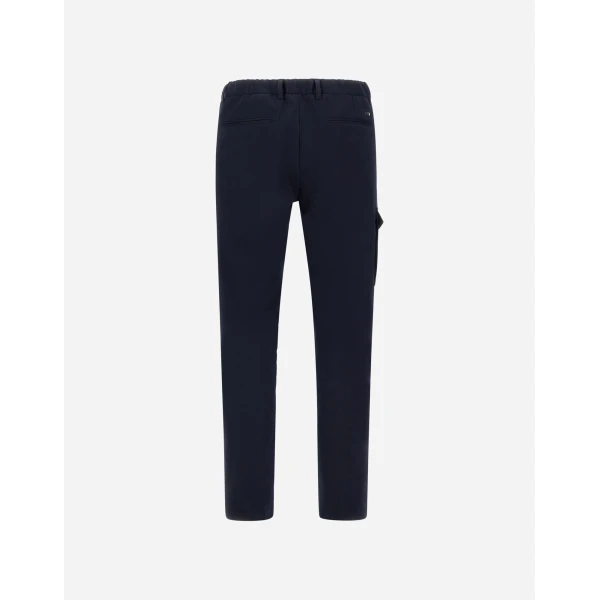 Herno Navy Blue Resort Trousers in Stretch Cotton | Men's Trousers | Coveti