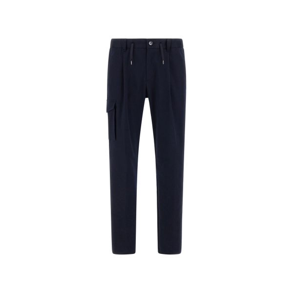 Herno Navy Blue Resort Trousers in Stretch Cotton | Men's Trousers | Coveti