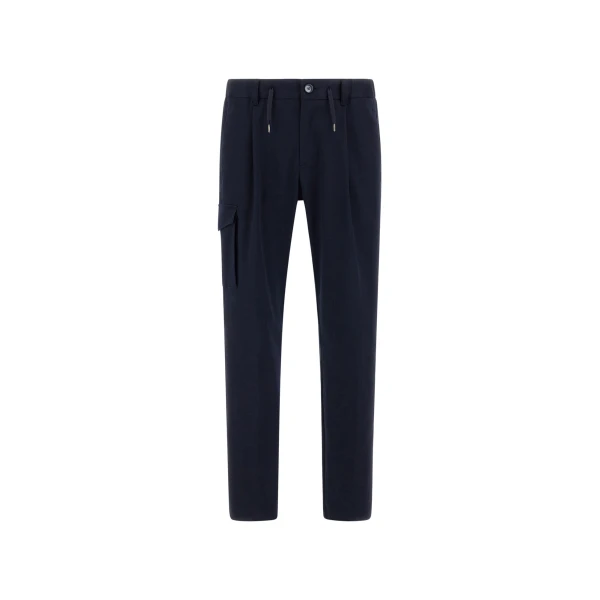 Herno Navy Blue Resort Trousers in Stretch Cotton | Men's Trousers | Coveti