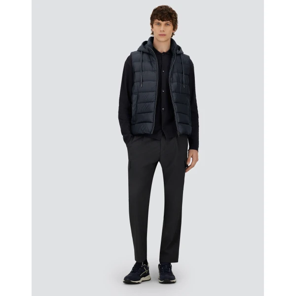 Herno Navy Blue Resort Vest in Ultralight Nylon and Suede-Effect Microfibre | Men's Jackets | Coveti