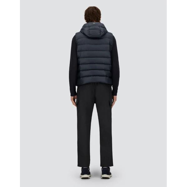 Herno Navy Blue Resort Vest in Ultralight Nylon and Suede-Effect Microfibre | Men's Jackets | Coveti