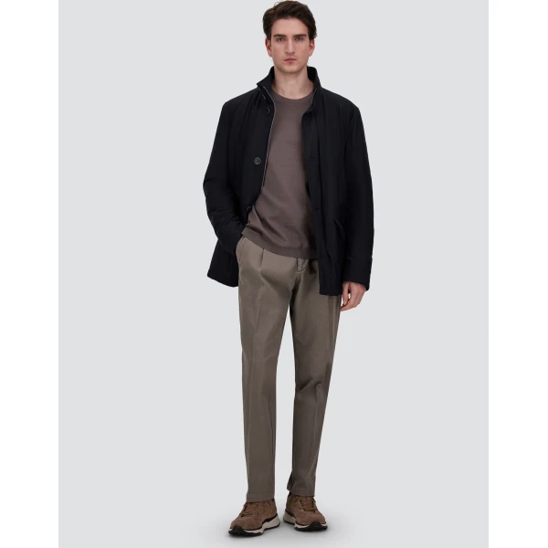 Herno Navy Blue Short Coat in Bi-Stretch Nylon | Men's Coats | Coveti