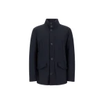 Herno Navy Blue Short Coat in Bi-Stretch Nylon | Men's Coats | Coveti