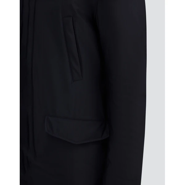 Herno Navy Blue Short Coat in Bi-Stretch Nylon | Men's Coats | Coveti