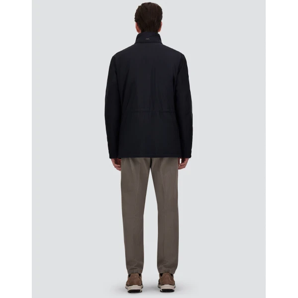 Herno Navy Blue Short Coat in Bi-Stretch Nylon | Men's Coats | Coveti