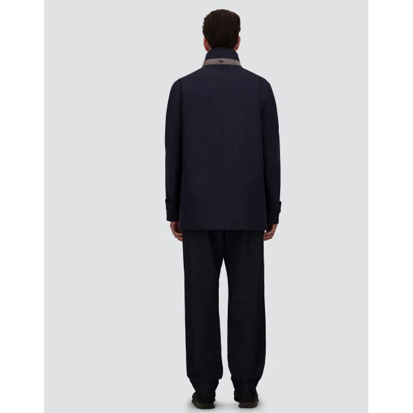 Herno Navy Blue Short Coat in Fine Wool | Men's Coats | Coveti