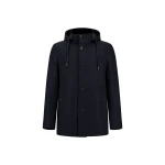 Herno Navy Blue Short Parka in Wool, Silk and Suede Effect | Men's Coats | Coveti