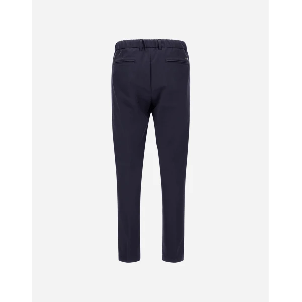 Herno Navy Blue Trousers in Cotton-Effect Stretch Fabric | Men's Trousers | Coveti