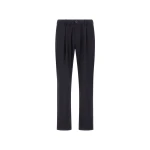 Herno Navy Blue Trousers in Light Stretch Wooly | Men's Trousers | Coveti