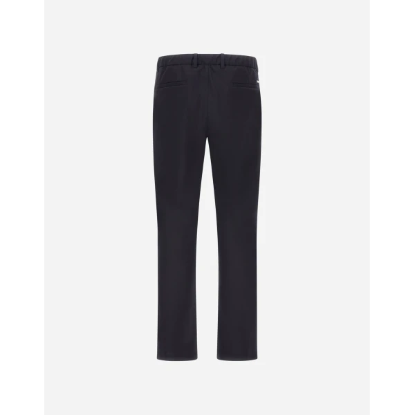 Herno Navy Blue Trousers in Light Stretch Wooly | Men's Trousers | Coveti