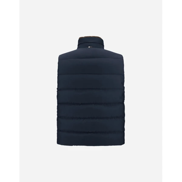 Herno Navy Blue Vest in Arendelle and Monogram | Men's Jackets | Coveti