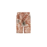 Herno Orange and Military Cargo Shorts in Fade-Effect Linen with Tropical Print | Men's Trousers | Coveti