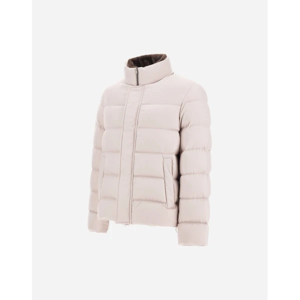Herno Pearl Grey Bomber Jacket in Arendelle and Faux Fur | Men's Jackets | Coveti