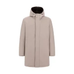 Herno Pearl Grey Parka in Matte Twill and Light Faux Fur | Men's Coats | Coveti