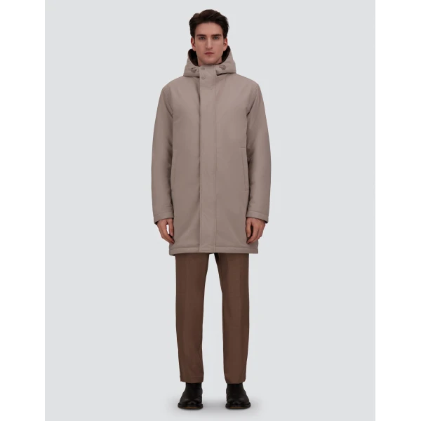 Herno Pearl Grey Parka in Matte Twill and Light Faux Fur | Men's Coats | Coveti