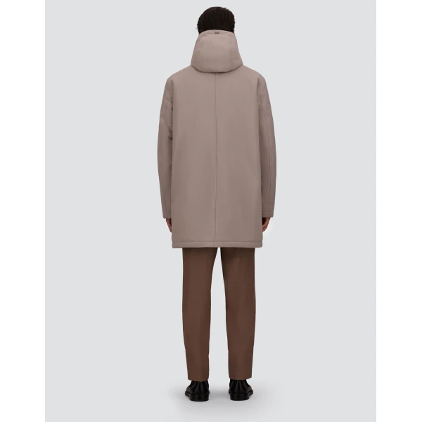 Herno Pearl Grey Parka in Matte Twill and Light Faux Fur | Men's Coats | Coveti