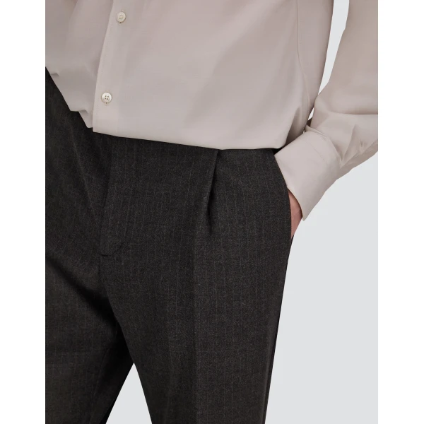 Herno Pinstriped Technical Fabric Trousers in Iron | Men's Trousers | Coveti