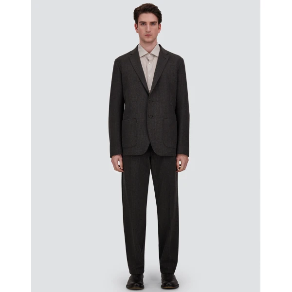Herno Pinstriped Technical Fabric Trousers in Iron | Men's Trousers | Coveti
