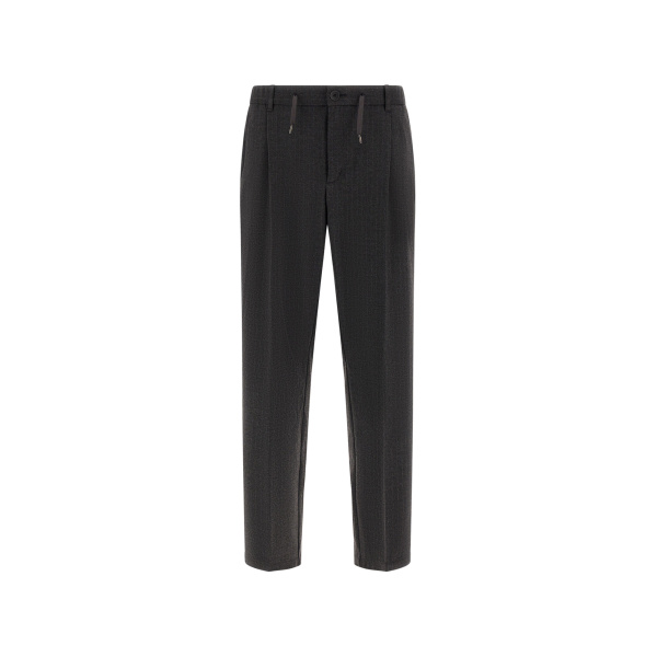 Herno Pinstriped Technical Fabric Trousers in Iron | Men's Trousers | Coveti