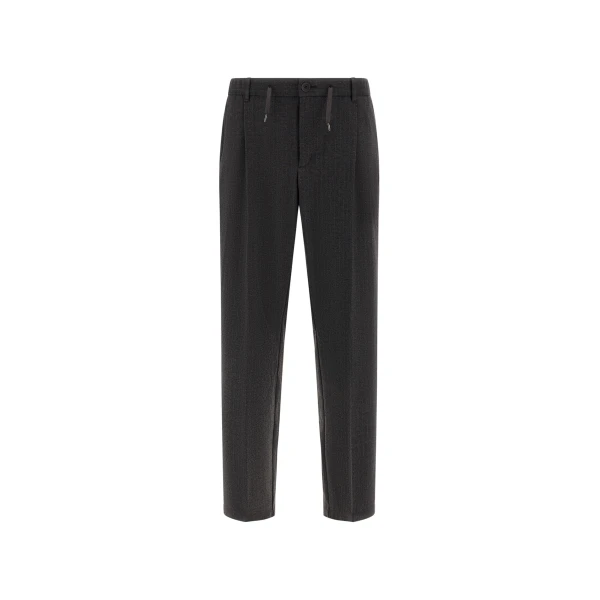 Herno Pinstriped Technical Fabric Trousers in Iron | Men's Trousers | Coveti