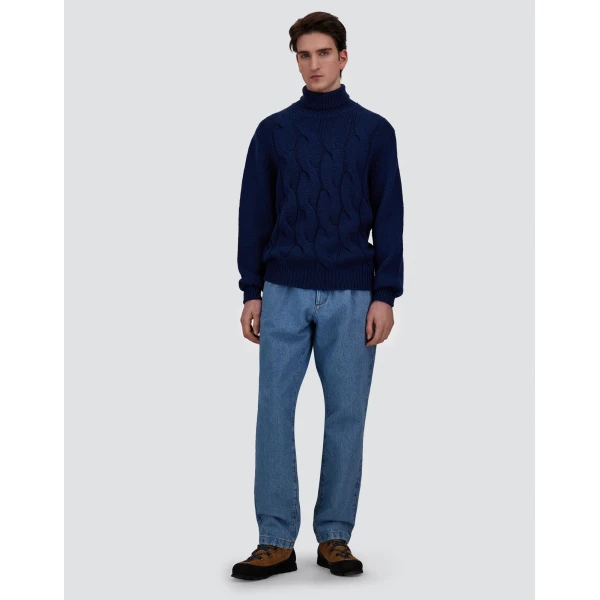 Herno Pleated Denim Trousers in Light Blue | Men's Jeans | Coveti