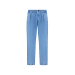 Herno Pleated Denim Trousers in Light Blue | Men's Jeans | Coveti