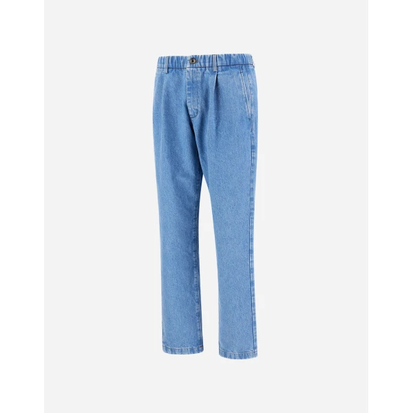 Herno Pleated Denim Trousers in Light Blue | Men's Jeans | Coveti