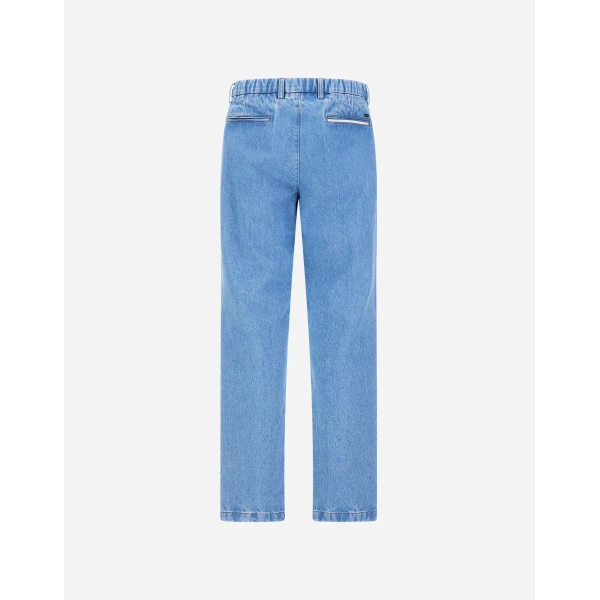 Herno Pleated Denim Trousers in Light Blue | Men's Jeans | Coveti