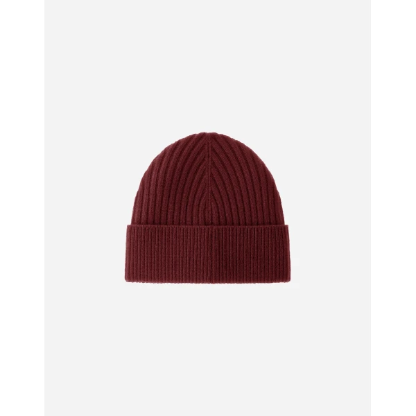 Herno Ribbed Wool Beanie in Bordeaux | Men's Hats | Coveti
