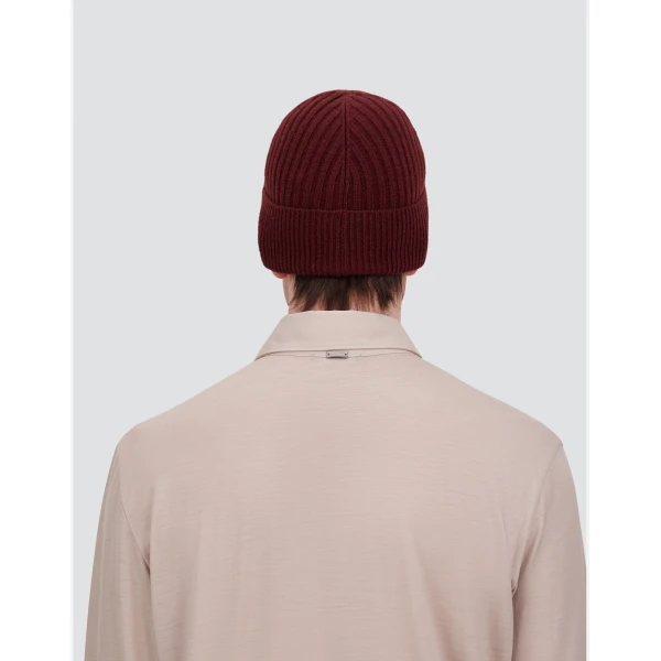 Herno Ribbed Wool Beanie in Bordeaux | Men's Hats | Coveti