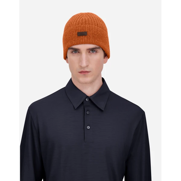 Herno Ribbed Wool Beanie in Copper | Men's Hats | Coveti