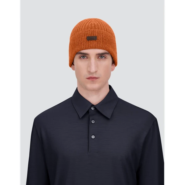Herno Ribbed Wool Beanie in Copper | Men's Hats | Coveti