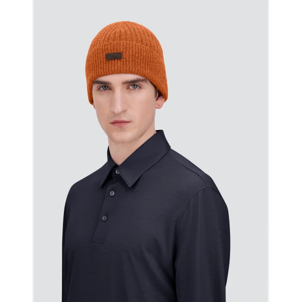 Herno Ribbed Wool Beanie in Copper | Men's Hats | Coveti