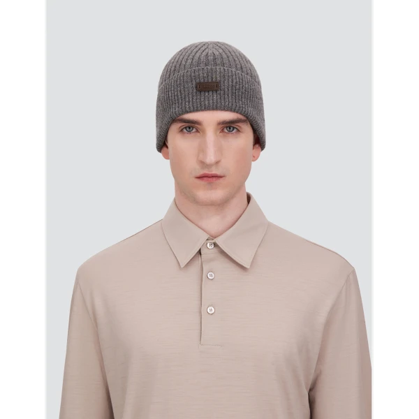 Herno Ribbed Wool Beanie in Dark Grey | Men's Hats | Coveti