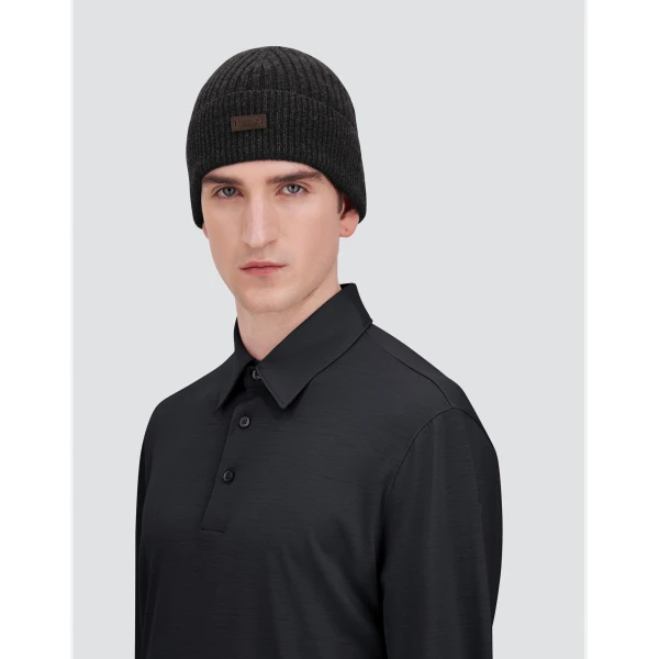 Herno Ribbed Wool Beanie in Navy Blue | Men's Hats | Coveti