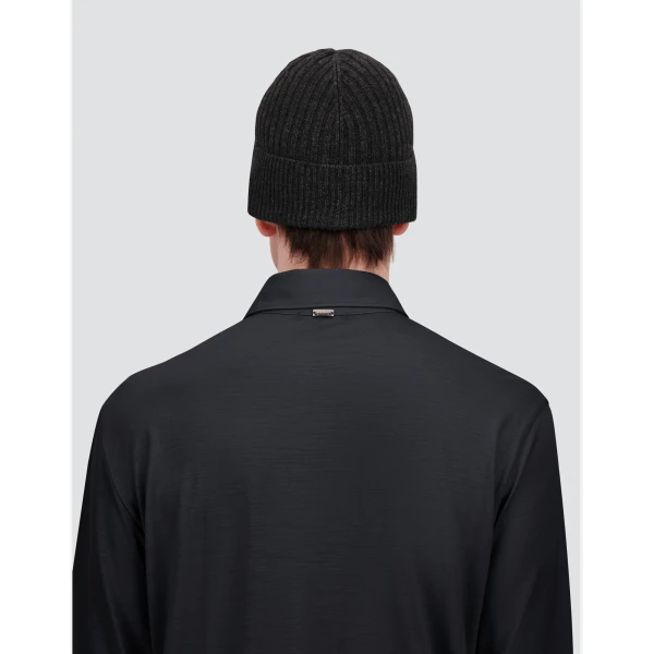 Herno Ribbed Wool Beanie in Navy Blue | Men's Hats | Coveti