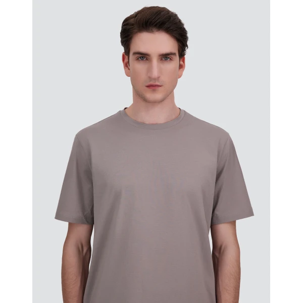 Herno Superfine Cotton Stretch T-Shirt in Light Grey | Men's T-Shirts and Polos | Coveti