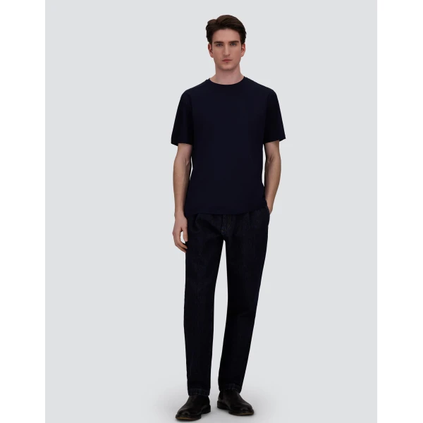 Herno Superfine Cotton Stretch T-Shirt in Navy Blue | Men's T-Shirts and Polos | Coveti