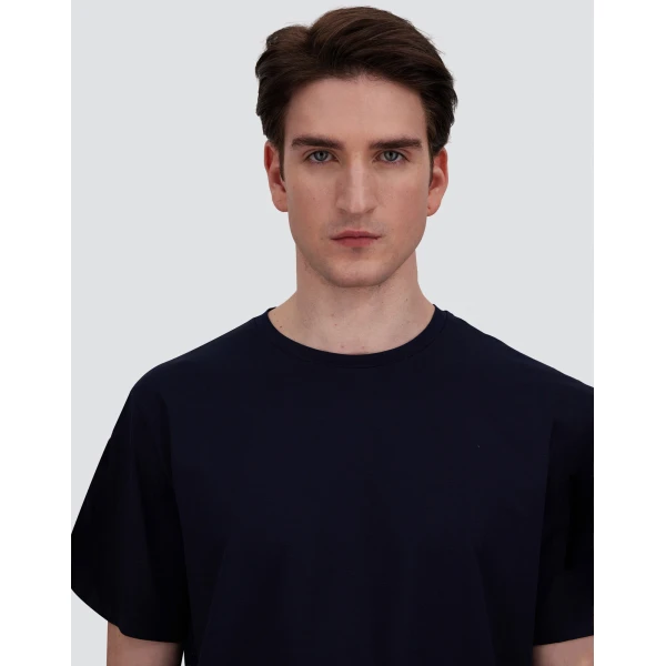 Herno Superfine Cotton Stretch T-Shirt in Navy Blue | Men's T-Shirts and Polos | Coveti
