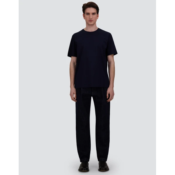 Herno Superfine Cotton Stretch T-Shirt in Navy Blue | Men's T-Shirts and Polos | Coveti