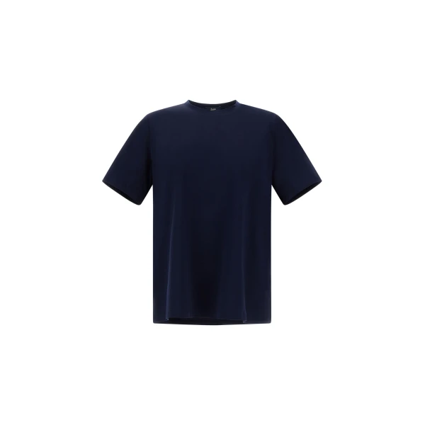 Herno Superfine Cotton Stretch T-Shirt in Navy Blue | Men's T-Shirts and Polos | Coveti