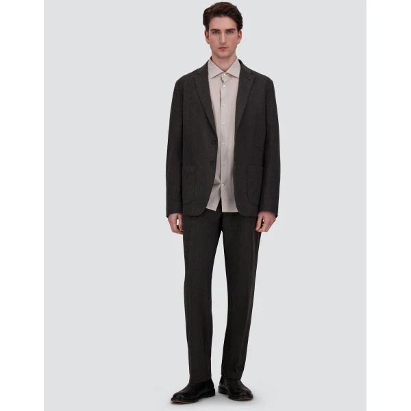 Herno Technical Fabric Blazer with Pinstripe Pattern in Iron | Men's Jackets | Coveti