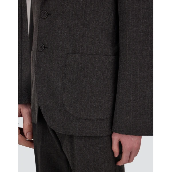 Herno Technical Fabric Blazer with Pinstripe Pattern in Iron | Men's Jackets | Coveti