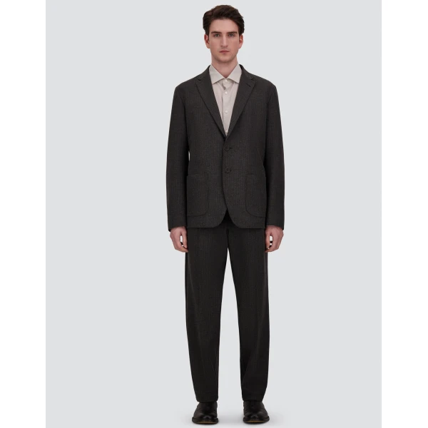 Herno Technical Fabric Blazer with Pinstripe Pattern in Iron | Men's Jackets | Coveti