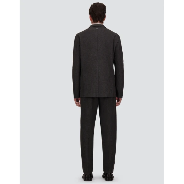 Herno Technical Fabric Blazer with Pinstripe Pattern in Iron | Men's Jackets | Coveti