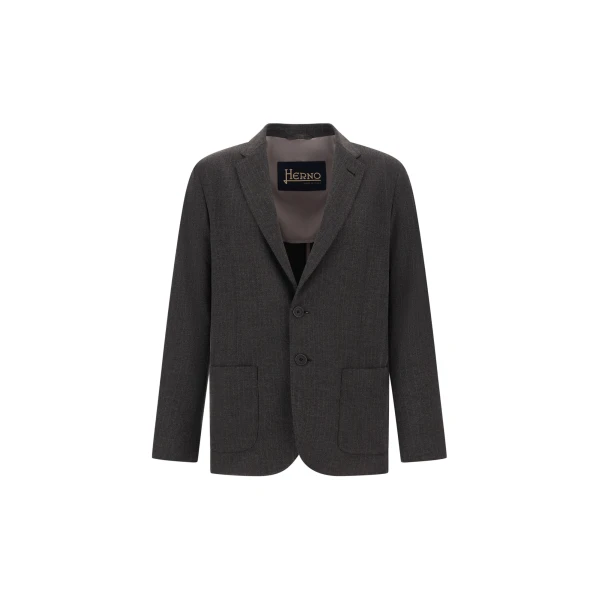 Technical Fabric Blazer with Pinstripe Pattern in Iron